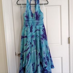 Tie dye hippie halter dress
